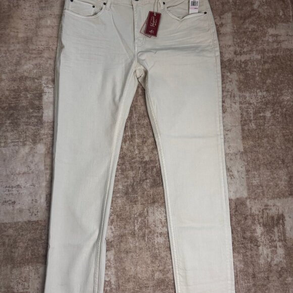 NWT Original Penguin "The Dune" Slim Fit Cream White Stretch Denim Jeans, 38x32 - Picture 2 of 4